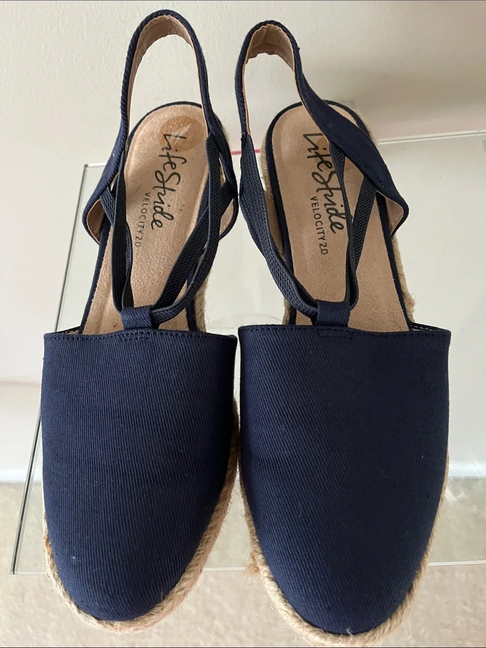 Life Stride Navy Canvas Espadrille Slingbacks